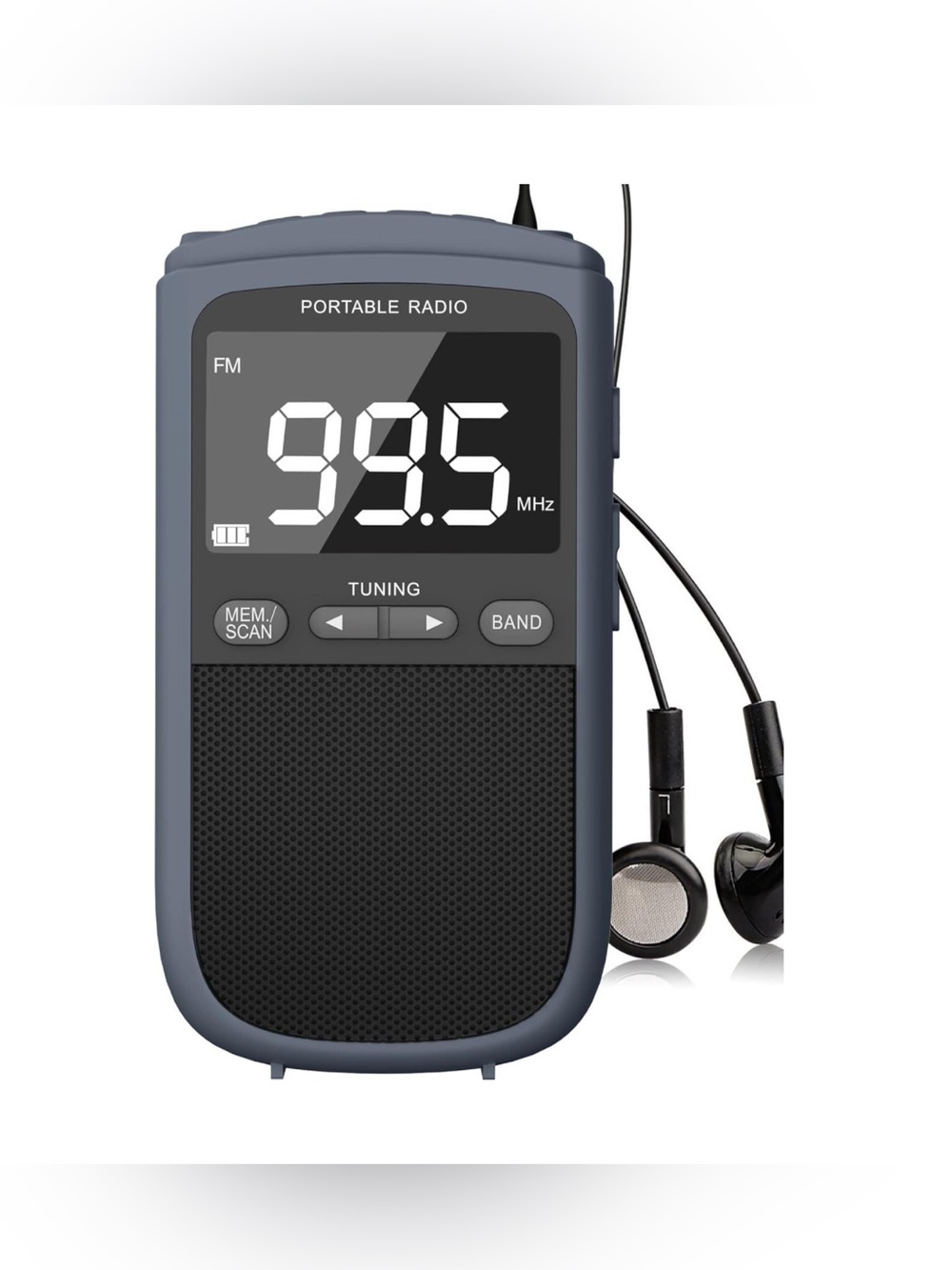 Portable Pocket Radio AM/FM Best Reception LCD Display Headphones Rechargeable